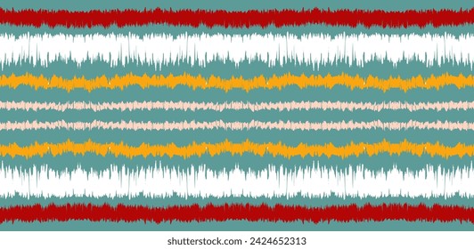 Ikat stripes seamles pattern. Nordic style. Striped beach towel. Geometric abstract illustration, wallpaper. Tribal ethnic vector texture. Aztec style. Folk embroidery. Scandinavian, African rug.