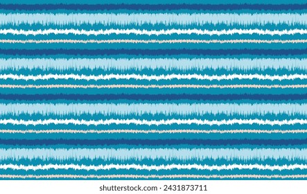 Ikat Streifen nahtlose Muster. Nordischer Stil. Gestreiftes Strandtuch. Geometrische abstrakte Illustration, Tapete. Textur von ethnischen Vektoren. Azteken-Stil. Volksstickerei. Skandinavischer, afrikanischer Teppich.