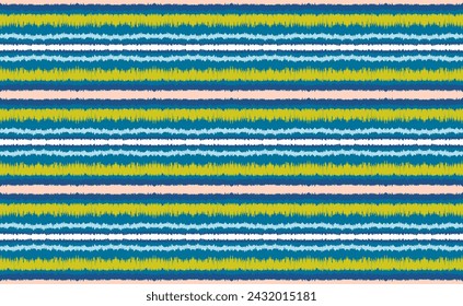 Ikat stripes seamles pattern. Nordic style. Striped beach towel. Geometric abstract illustration, wallpaper. Tribal ethnic vector texture. Aztec style. Folk embroidery. Scandinavian, African rug.