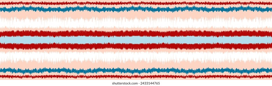 Ikat stripes seamles pattern. Nordic style. Striped beach towel. Geometric abstract illustration, wallpaper. Tribal ethnic vector texture. Aztec style. Folk embroidery. Scandinavian, African rug.