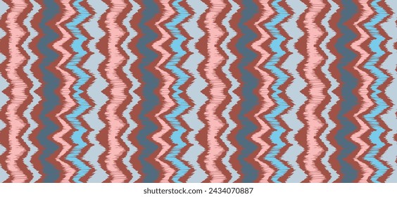 Ikat stripes seamles pattern. Nordic style. Striped beach towel. Geometric abstract illustration, wallpaper. Tribal ethnic vector texture. Aztec style. Folk embroidery. Scandinavian, African rug.