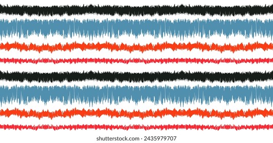 Ikat stripes seamles pattern. Nordic style. Striped beach towel. Geometric abstract illustration, wallpaper. Tribal ethnic vector texture. Aztec style. Folk embroidery. Scandinavian, African rug.