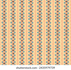 Ikat stripes seamles pattern. Nordic style. Striped beach towel. Geometric abstract illustration, wallpaper. Tribal ethnic vector texture. Aztec style. Folk embroidery. Scandinavian, African rug.