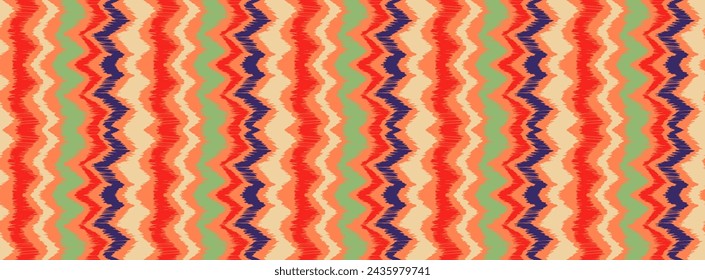 Ikat stripes seamles pattern. Nordic style. Striped beach towel. Geometric abstract illustration, wallpaper. Tribal ethnic vector texture. Aztec style. Folk embroidery. Scandinavian, African rug.