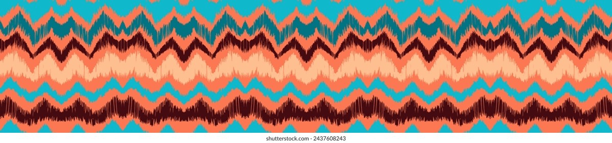 Ikat stripes seamles pattern. Nordic style. Striped beach towel. Geometric abstract illustration, wallpaper. Tribal ethnic vector texture. Aztec style. Folk embroidery. Scandinavian, African rug.