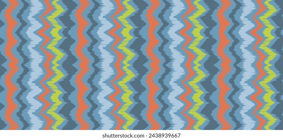 Ikat stripes seamles pattern. Nordic style. Striped beach towel. Geometric abstract illustration, wallpaper. Tribal ethnic vector texture. Aztec style. Folk embroidery. Scandinavian, African rug.