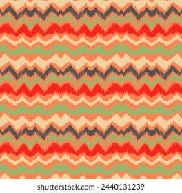 Ikat stripes seamles pattern. Nordic style. Striped beach towel. Geometric abstract illustration, wallpaper. Tribal ethnic vector texture. Aztec style. Folk embroidery. Scandinavian, African rug.