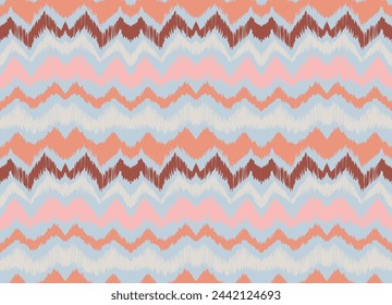 Ikat stripes seamles pattern. Nordic style. Striped beach towel. Geometric abstract illustration, wallpaper. Tribal ethnic vector texture. Aztec style. Folk embroidery. Scandinavian, African rug.