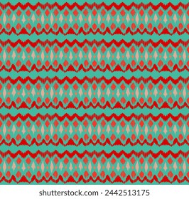 Ikat Streifen nahtlose Muster. Nordischer Stil. Gestreiftes Strandtuch. Geometrische abstrakte Illustration, Tapete. Textur von ethnischen Vektoren. Azteken-Stil. Volksstickerei. Skandinavischer, afrikanischer Teppich.