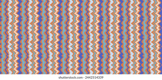 Ikat stripes seamles pattern. Nordic style. Striped beach towel. Geometric abstract illustration, wallpaper. Tribal ethnic vector texture. Aztec style. Folk embroidery. Scandinavian, African rug.