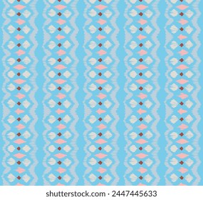 Ikat stripes seamles pattern. Nordic style. Striped beach towel. Geometric abstract illustration, wallpaper. Tribal ethnic vector texture. Aztec style. Folk embroidery. Scandinavian, African rug.