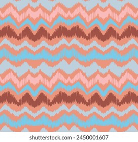 Ikat stripes seamles pattern. Nordic style. Striped beach towel. Geometric abstract illustration, wallpaper. Tribal ethnic vector texture. Aztec style. Folk embroidery. Scandinavian, African rug.
