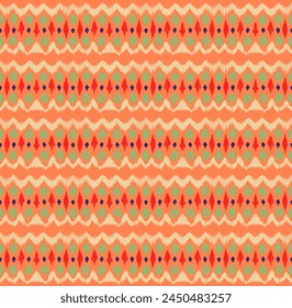 Ikat stripes seamles pattern. Nordic style. Striped beach towel. Geometric abstract illustration, wallpaper. Tribal ethnic vector texture. Aztec style. Folk embroidery. Scandinavian, African rug.