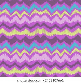 Ikat stripes seamles pattern. Nordic style. Striped beach towel. Geometric abstract illustration, wallpaper. Tribal ethnic vector texture. Aztec style. Folk embroidery. Scandinavian, African rug.