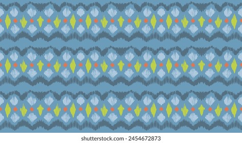 Ikat stripes seamles pattern. Nordic style. Striped beach towel. Geometric abstract illustration, wallpaper. Tribal ethnic vector texture. Aztec style. Folk embroidery. Scandinavian, African rug.