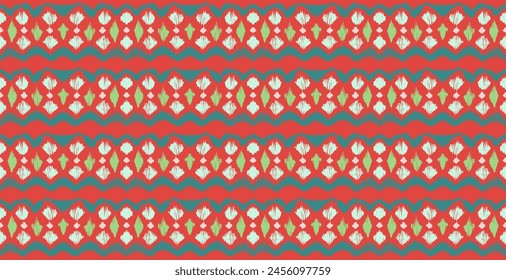 Ikat stripes seamles pattern. Nordic style. Striped beach towel. Geometric abstract illustration, wallpaper. Tribal ethnic vector texture. Aztec style. Folk embroidery. Scandinavian, African rug.
