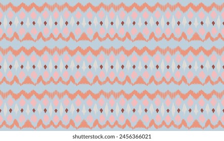 Ikat stripes seamles pattern. Nordic style. Striped beach towel. Geometric abstract illustration, wallpaper. Tribal ethnic vector texture. Aztec style. Folk embroidery. Scandinavian, African rug.