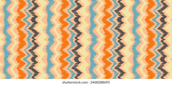 Ikat stripes seamles pattern. Nordic style. Striped beach towel. Geometric abstract illustration, wallpaper. Tribal ethnic vector texture. Aztec style. Folk embroidery. Scandinavian, African rug.