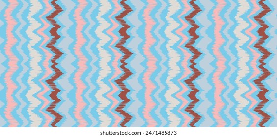 Ikat stripes seamles pattern. Nordic style. Striped beach towel. Geometric abstract illustration, wallpaper. Tribal ethnic vector texture. Aztec style. Folk embroidery. Scandinavian, African rug.
