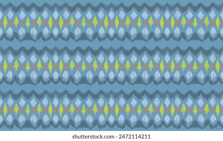 Ikat stripes seamles pattern. Nordic style. Striped beach towel. Geometric abstract illustration, wallpaper. Tribal ethnic vector texture. Aztec style. Folk embroidery. Scandinavian, African rug.