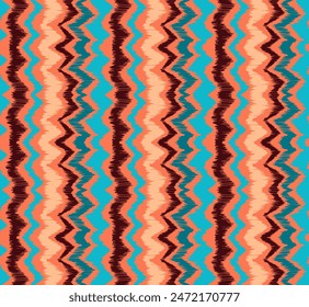 Ikat stripes seamles pattern. Nordic style. Striped beach towel. Geometric abstract illustration, wallpaper. Tribal ethnic vector texture. Aztec style. Folk embroidery. Scandinavian, African rug.