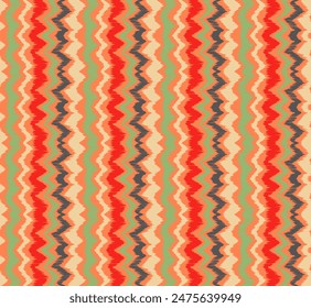 Ikat stripes seamles pattern. Nordic style. Striped beach towel. Geometric abstract illustration, wallpaper. Tribal ethnic vector texture. Aztec style. Folk embroidery. Scandinavian, African rug.