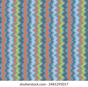 Patrón sin costuras de rayas Ikat. Estilo nórdico. Toalla de playa a rayas. Ilustración abstracta geométrica, Fondo de pantalla. Textura de Vector étnico tribal. Estilo azteca. Bordado de Folk. Alfombra escandinava africana.