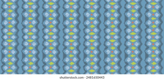 Ikat stripes seamles pattern. Nordic style. Striped beach towel. Geometric abstract illustration, wallpaper. Tribal ethnic vector texture. Aztec style. Folk embroidery. Scandinavian, African rug.