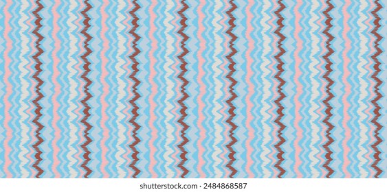 Patrón sin costuras de rayas Ikat. Estilo nórdico. Toalla de playa a rayas. Ilustración abstracta geométrica, Fondo de pantalla. Textura de Vector étnico tribal. Estilo azteca. Bordado de Folk. Alfombra escandinava africana.