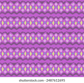 Ikat stripes seamles pattern. Nordic style. Striped beach towel. Geometric abstract illustration, wallpaper. Tribal ethnic vector texture. Aztec style. Folk embroidery. Scandinavian, African rug.
