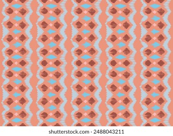 Ikat stripes seamles pattern. Nordic style. Striped beach towel. Geometric abstract illustration, wallpaper. Tribal ethnic vector texture. Aztec style. Folk embroidery. Scandinavian, African rug.