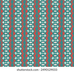 Ikat stripes seamles pattern. Nordic style. Striped beach towel. Geometric abstract illustration, wallpaper. Tribal ethnic vector texture. Aztec style. Folk embroidery. Scandinavian, African rug.