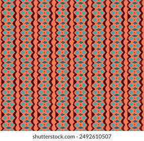 Ikat stripes seamles pattern. Nordic style. Striped beach towel. Geometric abstract illustration, wallpaper. Tribal ethnic vector texture. Aztec style. Folk embroidery. Scandinavian, African rug.