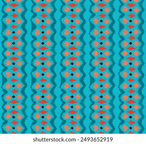 Ikat stripes seamles pattern. Nordic style. Striped beach towel. Geometric abstract illustration, wallpaper. Tribal ethnic vector texture. Aztec style. Folk embroidery. Scandinavian, African rug.