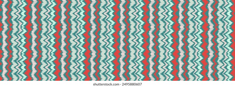 Ikat stripes seamles pattern. Nordic style. Striped beach towel. Geometric abstract illustration, wallpaper. Tribal ethnic vector texture. Aztec style. Folk embroidery. Scandinavian, African rug.