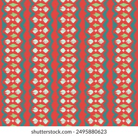 Ikat stripes seamles pattern. Nordic style. Striped beach towel. Geometric abstract illustration, wallpaper. Tribal ethnic vector texture. Aztec style. Folk embroidery. Scandinavian, African rug.