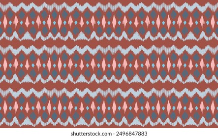 Ikat stripes seamles pattern. Nordic style. Striped beach towel. Geometric abstract illustration, wallpaper. Tribal ethnic vector texture. Aztec style. Folk embroidery. Scandinavian, African rug.