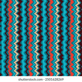 Ikat stripes seamles pattern. Nordic style. Striped beach towel. Geometric abstract illustration, wallpaper. Tribal ethnic vector texture. Aztec style. Folk embroidery. Scandinavian, African rug.