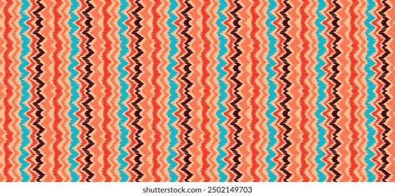 Patrón sin fisuras de rayas Ikat. Estilo nórdico. Toalla de playa rayada. Ilustración abstracta geométrica, Fondo de pantalla. Textura de Vector étnico tribal. Estilo azteca. Bordado de Folk. Alfombra escandinava y africana.