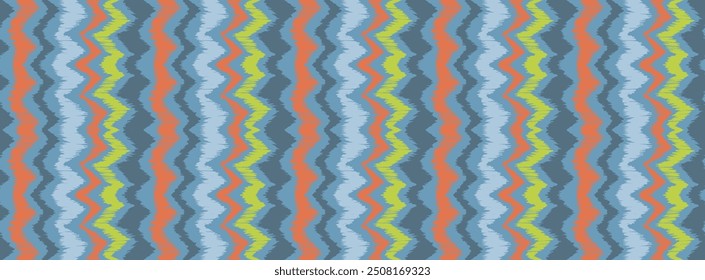 Ikat stripes seamles pattern. Nordic style. Striped beach towel. Geometric abstract illustration, wallpaper. Tribal ethnic vector texture. Aztec style. Folk embroidery. Scandinavian, African rug.