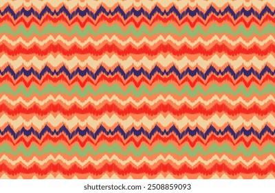 Ikat stripes seamles pattern. Nordic style. Striped beach towel. Geometric abstract illustration, wallpaper. Tribal ethnic vector texture. Aztec style. Folk embroidery. Scandinavian, African rug.