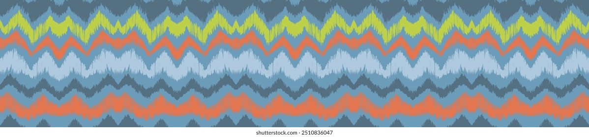 Ikat stripes seamles pattern. Nordic style. Striped beach towel. Geometric abstract illustration, wallpaper. Tribal ethnic vector texture. Aztec style. Folk embroidery. Scandinavian, African rug.