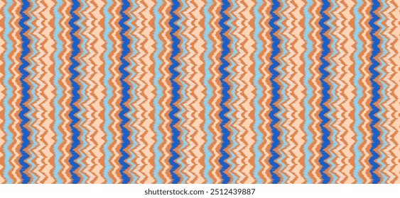 Ikat stripes seamles pattern. Nordic style. Striped beach towel. Geometric abstract illustration, wallpaper. Tribal ethnic vector texture. Aztec style. Folk embroidery. Scandinavian, African rug.