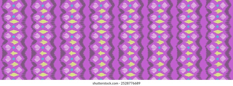Ikat Streifen nahtlose Muster. Nordischer Stil. Gestreiftes Strandtuch. Geometrische abstrakte Illustration, Tapete. Ethnische Vektortextur der Stämme. Aztekenstil. Volksstickerei. Skandinavischer, afrikanischer Teppich.