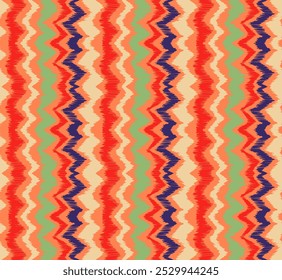 Ikat stripes seamles pattern. Nordic style. Striped beach towel. Geometric abstract illustration, wallpaper. Tribal ethnic vector texture. Aztec style. Folk embroidery. Scandinavian, African rug.