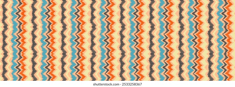 Ikat stripes seamles pattern. Nordic style. Striped beach towel. Geometric abstract illustration, wallpaper. Tribal ethnic vector texture. Aztec style. Folk embroidery. Scandinavian, African rug.