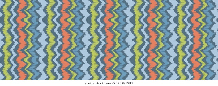 Ikat stripes seamles pattern. Nordic style. Striped beach towel. Geometric abstract illustration, wallpaper. Tribal ethnic vector texture. Aztec style. Folk embroidery. Scandinavian, African rug.