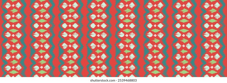 Ikat stripes seamles pattern. Nordic style. Striped beach towel. Geometric abstract illustration, wallpaper. Tribal ethnic vector texture. Aztec style. Folk embroidery. Scandinavian, African rug.