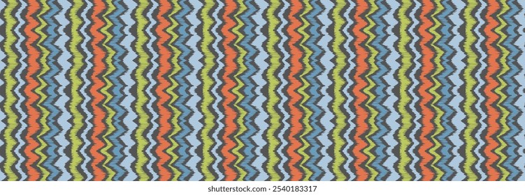 Ikat stripes seamles pattern. Nordic style. Striped beach towel. Geometric abstract illustration, wallpaper. Tribal ethnic vector texture. Aztec style. Folk embroidery. Scandinavian, African rug.