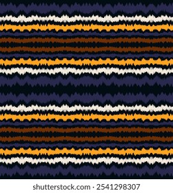 Ikat stripes seamles pattern. Nordic style. Striped beach towel. Geometric abstract illustration, wallpaper. Tribal ethnic vector texture. Aztec style. Folk embroidery. Scandinavian, African rug.